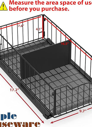 Simple Houseware Pull-Out Cabinet Sliding Basket Organizer, 17.2" D x 9.7" W x 5" H – Black, Ideal for Kitchen and Bathroom Cabinet Storage, Under Sink or Pantry Organization