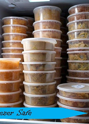 Mr Miracle 8OZ Deli Containers with Lids - 24 Pack of 8 oz Clear Airtight Reusable Plastic Food and Multi-Purpose Deli Containers - Microwave, Freezer, and Dishwasher Safe