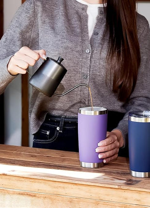 MEWAY 20oz Tumbler 8 Pack Double Wall Vacuum Insulated Travel Mug Bulk, Mix Color Stainless Steel Tumblers with Lid and Straw, Durable Powder Coated Coffee Cups for Cold & Hot Drinks（Mix Color, 8