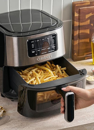 Cuisinart Air Fryer, 6-Quart Basket Large Fryer with 5 Cooking Functions to Roast, Bake, Broil, Air Fry and Keep Warm, 5 Airfryer Presets, Dishwasher-Safe Parts, AIR-200, Stainless Steel & Black