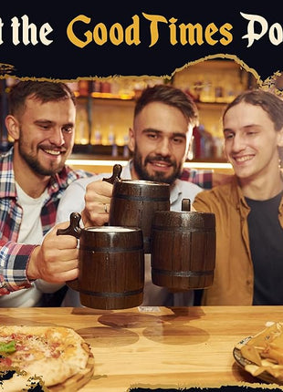 MFC Beer Mug 20 OZ - Tankard Mug - Beer stein - Wooden beer mug - Stainless Steel Cup - Handmade Gifts for Men - Fathers Day, Christmas or Birthday Gift Idea - Men Mug - Barrel Brown