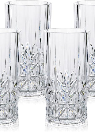 BELLAFORTE Shatterproof Tritan Plastic Tall Tumbler, Set of 4, 18oz - Myrtle Beach Drinking Glasses - Unbreakable Drinking Glasses for Parties - BPA Free - Clear