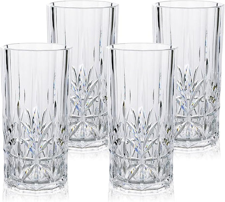 BELLAFORTE Shatterproof Tritan Plastic Tall Tumbler, Set of 4, 18oz - Myrtle Beach Drinking Glasses - Unbreakable Drinking Glasses for Parties - BPA Free - Clear