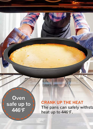 Perlli Baking Set 6 Nonstick Carbon Steel Oven Safe Gray PTFE PFOA Free Bakeware - Cookie Sheet, 2 Rounds, 12 Cup Muffin Pan, Roaster & Loaf Pan