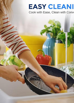 SereneLife Kitchenware Pots & Pans Basic Kitchen Cookware, Black Non-Stick Coating Inside, Heat Resistant Lacquer (15-Piece Set), One Size