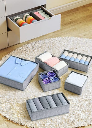 DIMJ Drawer Organizers - 12 Pack Foldable Closet & Sock Organizers, Fabric Dresser Drawer Dividers for Clothes, Underwear, Bras, Socks