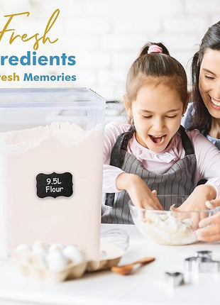 Shazo 2 PC (9.5L | 321 Oz) Extra Large Bulk Food Storage Containers with Airtight Lids for Flour, Sugar, Rice, Cereal & Pasta - Leakproof, BPA-Free Plastic Canisters for Kitchen & Pantry Organization