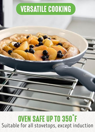GreenLife Non Stick Fry Pan Set (7" & 10"), Non-Toxic PFAS-Free Ceramic Skillets, Dishwasher & Oven Safe, Egg Omelet Frying Pans, Stay- Cool Handles, Kitchen Home Cooking Essentials, Gray