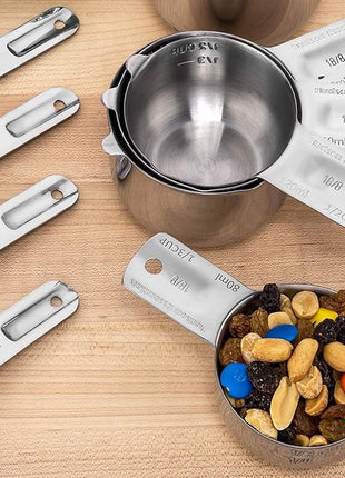 Hudson Essentials Stainless Steel Measuring Cups and Spoons Set - Stackable Set with Spout (11 Piece Set)