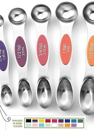 Spring Chef Stainless Steel Magnetic Measuring Spoons Set of 8 with Leveler, Nesting Teaspoon & Tablespoon Measuring Spoons, Kitchen Gadgets for Baking & Cooking, Fits in Spice Jars - Mountain Sunrise