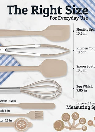 Priority Chef Stainless Steel Mixing Bowls with Lids Set - Premium 30Pcs with 6pc Metal Bowl Set for Kitchen, 3 Graters, Airtight Lids, Non-Slip Bases & Silicone Utensils, Khaki