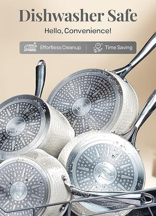 Gotham Steel Hammered 15 Pc Ceramic Cookware Set Nonstick, Deep Pots and Pans Set Non Stick with Induction Cookware, Cooking Utensils & Steamer, Non Toxic PFOA PFOS Free, Oven & Dishwasher Safe