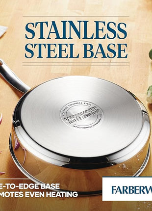 Farberware Millennium Stainless Steel Nonstick Cookware Set, 10-Piece Pot and Pan Set, Stainless Steel