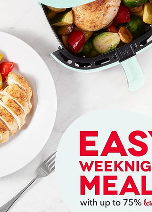 DASH Tasti-Crisp™ Electric Air Fryer Oven, 6 Qt. Family Size, Aqua – Compact Air Fryer with Large Basket for Healthier Food in Minutes, Ideal for Small Spaces - Auto Shut Off, Analog, 1700-Watt