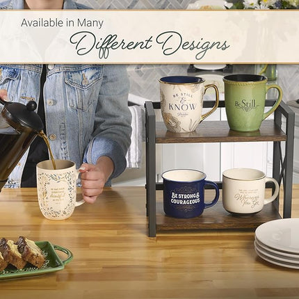 Christian Art Gifts Sage Green Stoneware Coffee Mug – 13 oz. Microwave and Dishwasher-safe Lead-free Inspirational Scripture Coffee and Tea Mug for Men & Women with Bible Verse: Be Still – Psalm 46:10