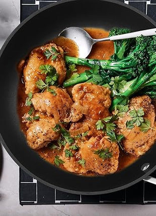 MsMk 12 1/2 inch Non Stick Frying Pan with Lid,Titanium and Ceramic Nonstick Large Skillet，Stay-Cool Handle,Scratch-resistant,Non-Toxic,Induction，Dishwasher Safe, Oven Safe to 700°F