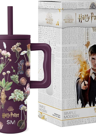 Simple Modern Harry Potter Kids 24 oz Tumbler with Handle and Silicone Straw Lid | Spill Proof and Leak Resistant | Reusable Stainless Steel Bottle | Gift Kids Boys Girls | Trek Collection | Herbology