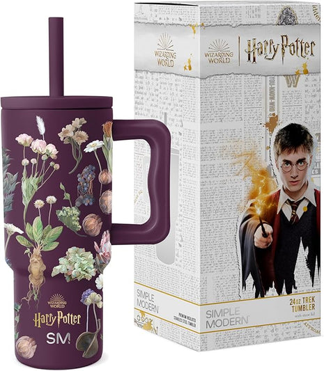 Simple Modern Harry Potter Kids 24 oz Tumbler with Handle and Silicone Straw Lid | Spill Proof and Leak Resistant | Reusable Stainless Steel Bottle | Gift Kids Boys Girls | Trek Collection | Herbology