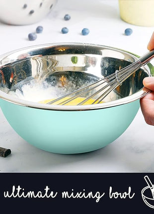 WHYSKO Meal Prep Stainless Steel Mixing Bowls Set, Home, Refrigerator, and Kitchen Food Storage Organizers | Ecofriendly, Reusable, Heavy Duty (Blue)