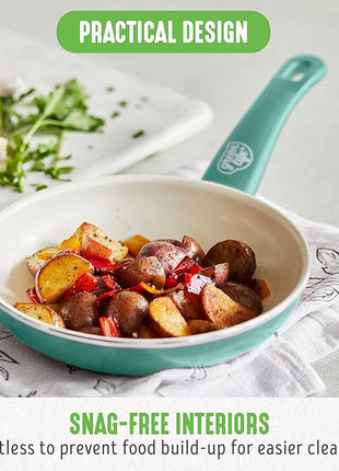 GreenLife Non Stick Fry Pan Set (7" & 10"), Non-Toxic PFAS-Free Ceramic Skillets, Dishwasher & Oven Safe, Egg Omelet Frying Pans, Stay- Cool Handles, Kitchen Home Cooking Essentials, Turquoise