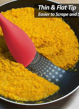 Upgrade Silicone Spatula Spoon Set,VOVOLY Heat Resistant Rubber Spoonula, Seamless Non-Stick Flexible Scrapers for Baking Mixing Tool,3 Pack, Red