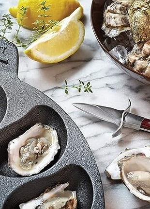 Outset 76225 Cast Iron Oyster Grill Pan, 12 Cavities, Black