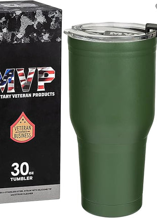 Military Gift Shop OD Green Double Wall Vacuum Insulated Stainless Steel, Tumbler | Disabled USMC Vet Owned SMALL Business
