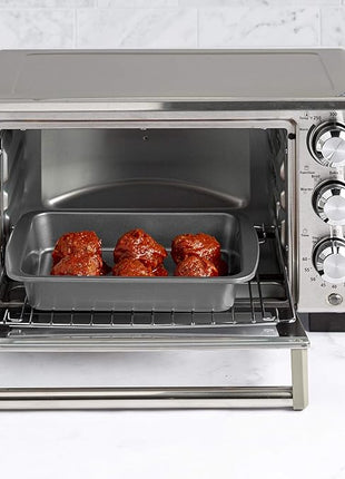 Ecolution Non-Stick Toaster Oven Bakeware Set 4-Piece, Carbon Steel, Easy to Clean and Perfect for Single Servings, Gray