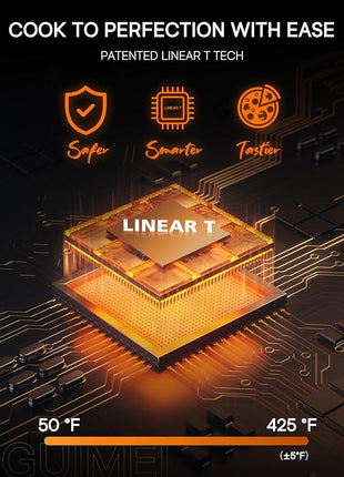 Nuwave Brio 15.5Qt Air Fryer Rotisserie Oven, X-Large Family Size, Powerful 1800W, 4 Rack Positions, 50°-425°F Temp Controls, 100 Presets & 50 Memory, Integrated Smart Thermometer, Linear T Technology