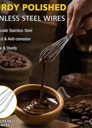 Anaeat Mini Wire Whisks, Set of 4 Portable Stainless Steel Kitchen Tiny Whisk & Egg Beater with Thick Wire - Sturdy Small Mixing Balloon for Cooking, Blending, Whiping, Beating and Stirring (5" + 7")