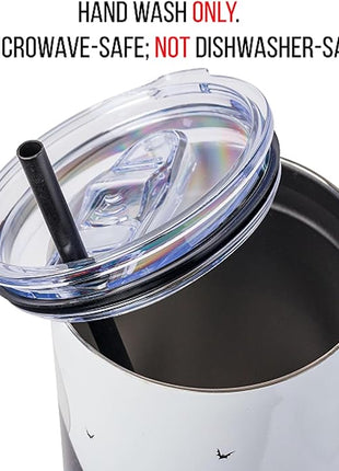 Silver Buffalo Disney Nightmare Before Christmas by Tim Burton Jack Skellington Hill and Moon Stainless Steel Tumbler with Handle and Straw, Fits in Standard Cup Holder, 40 Ounces (Pack of 12)