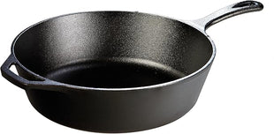 Lodge 5 Quart Pre-Seasoned Cast Iron Deep Skillet - Signature Teardrop Handle & Assist Handle - Use in the Oven, on the Stove or Grill, or Over a Campfire - Black