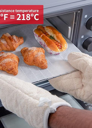 Terry Cloth Oven Mitts Heat Resistant to 482° F 15 Inch 100% Cotton Set of 2