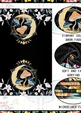 Boyiee Set of 6 Witchy Kitchen Towels Boho Tea Towels Absorbent Mushroom Floral Dish Towels 24 x 16'' Gothic Dish Towels Sun Moon Star Butterfly Hand Towels Gifts for Farmhouse Kitchen Bathroom