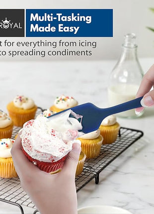 Silicone Spatula Set - 4-Piece Rubber Spatulas Silicone Heat Resistant 600°F for Everyday Task - Seamless Design Kitchen Spatulas for Nonstick Cookware - Royal Blue