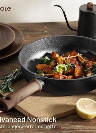 CAROTE 24Pcs Nonstick Kitchen Cookware Sets, Non stick Pots and Pans set, Induction Cookware Set Black