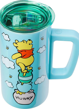 Silver Buffalo Disney Winnie the Pooh Hunny Double Wall Stainless Steel Travel Mug With Handle, 15 Ounces