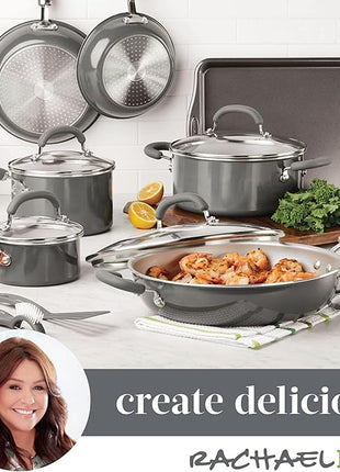 Rachael Ray Create Delicious Nonstick Cookware Induction Pots and Pans Set, 13 Piece - Gray Shimmer