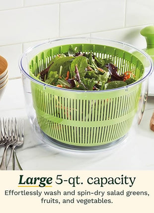 Cuisinart Large Spin Stop Salad Spinner- Wash, Spin & Dry Salad Greens, Fruits & Vegetables, 5qt, CTG-00-SAS1