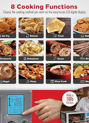 Emeril Lagasse Everyday 360 Stainless Steel Air Fryer, 360° Quick Cook Technology, XL capacity, 9-in-1, 12 Pre-Set Cooking Functions including Bake, Rotisserie, Broil, Pizza, Slow Cook, Toaster