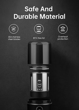 DmofwHi Cordless Coffee Grinder Electric, USB Rechargeable Coffee Bean Grinder with 304 Stainless Steel Blade and Removable Bowl-Black