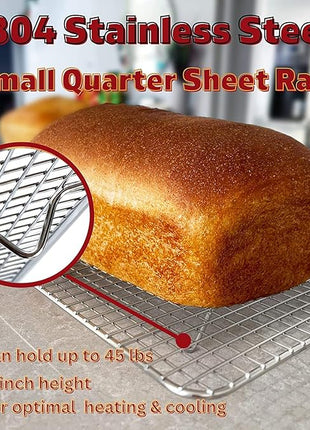 KITCHENATICS Small Quarter Sheet Cooling Rack for Cooking & Baking, Oven Safe Stainless Steel Rack, Baking Rack for Oven Cooking, Heavy Duty Cookie Cooling Rack fits Quarter Sheet Pan, 8.5" x12" IN