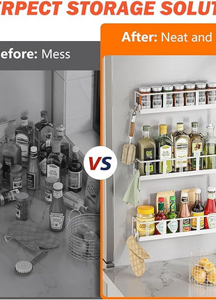 Spice Rack Wall Mounted 3 Pack, Space-Saving Spice Organizer for Spice Jars and Seasonings,Screw or Adhesive Hanging Spice Rack Organizer for Your Kitchen Cabinet,or Pantry Door White