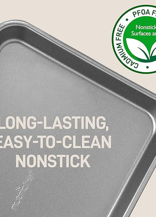 NutriChef 2-Piece Large & Medium Cookie Sheets for Baking - Non Stick Baking Sheet for Cookies, Sheet Cakes & Roasting - Dishwasher Safe - Gray