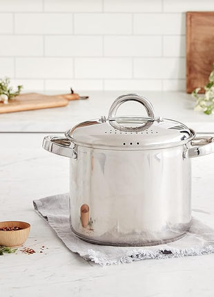 Oster Sangerfield Stainless Steel Cookware 5-Quart Pasta Pot w/Steamer & Strainer Lid