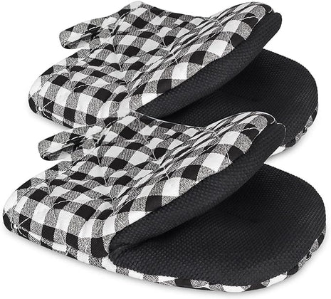 1 Pair Short Oven Mitts, Heat Resistant Silicone Kitchen Mini Oven Mitts for 500 Degrees, Non-Slip Grip Surfaces and Hanging Loop Gloves, Baking Grilling Barbecue Microwave Machine Washable