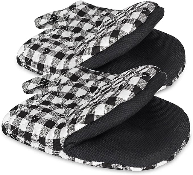 1 Pair Short Oven Mitts, Heat Resistant Silicone Kitchen Mini Oven Mitts for 500 Degrees, Non-Slip Grip Surfaces and Hanging Loop Gloves, Baking Grilling Barbecue Microwave Machine Washable