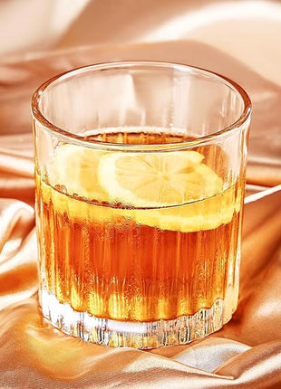 GLASKEY Whiskey Glasses Set of 4,Lead-Free Crystal Old Fashioned Glass,300ml Rocks Glass Tumblers for Drinking Bourbon,Cognac,Irish Whisky,Whiskey Gifts for Men