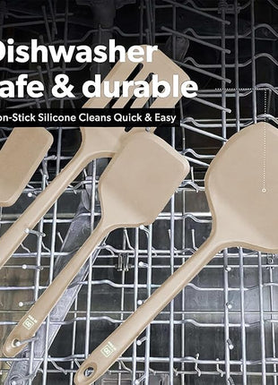 New DI ORO Silicone Turner Spatula Set - Kitchen Spatulas for Nonstick Cookware - Cooking Utensils for Flipping Eggs & Pancakes - 600°F Heat-Resistant BPA Free Turners - Dishwasher Safe (4pc, Clay)