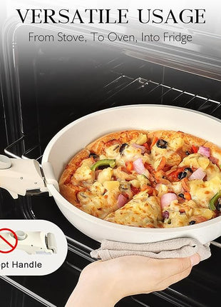 GiPP 11Pcs Pots and Pans Set Non Stick, Cookware Sets Nonstick Detachable Handle, Induction Kitchen Set Removable Handle, RV Cookware set, Oven Safe